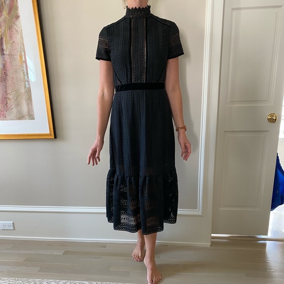 Black Lace Dress with Velvet Waist - Perseverance - Picture 2 of 7